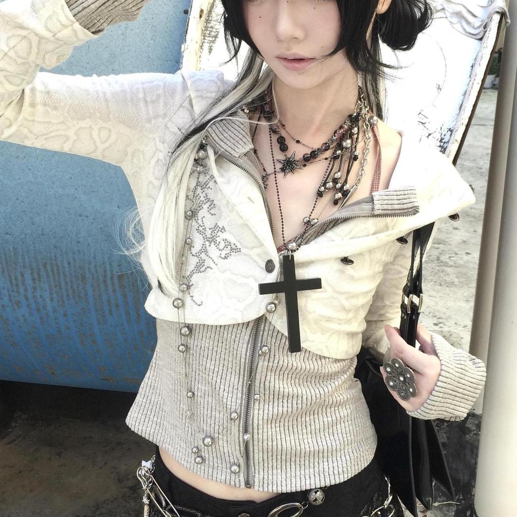 Лоскутные толстовки Женская одежда Длинные рукава Slim Fit с капюшоном Трикотажные толстовки Укороченные топы Толстовки Y2k