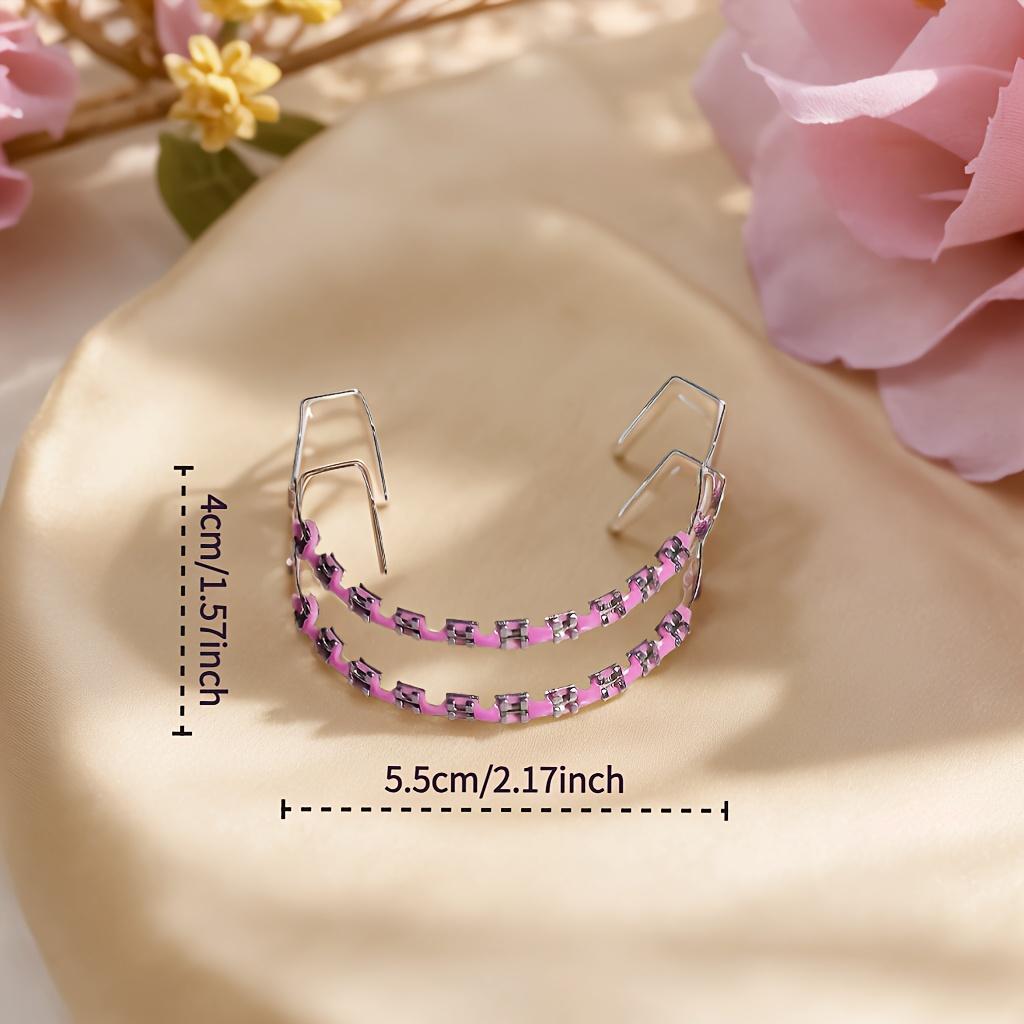 1 пара металлических зубных брекетов с крючками - стильные розовые и фиолетовые украшения для зубов для обучающих моделей, унисекс-аксессуары для мужчин и женщин