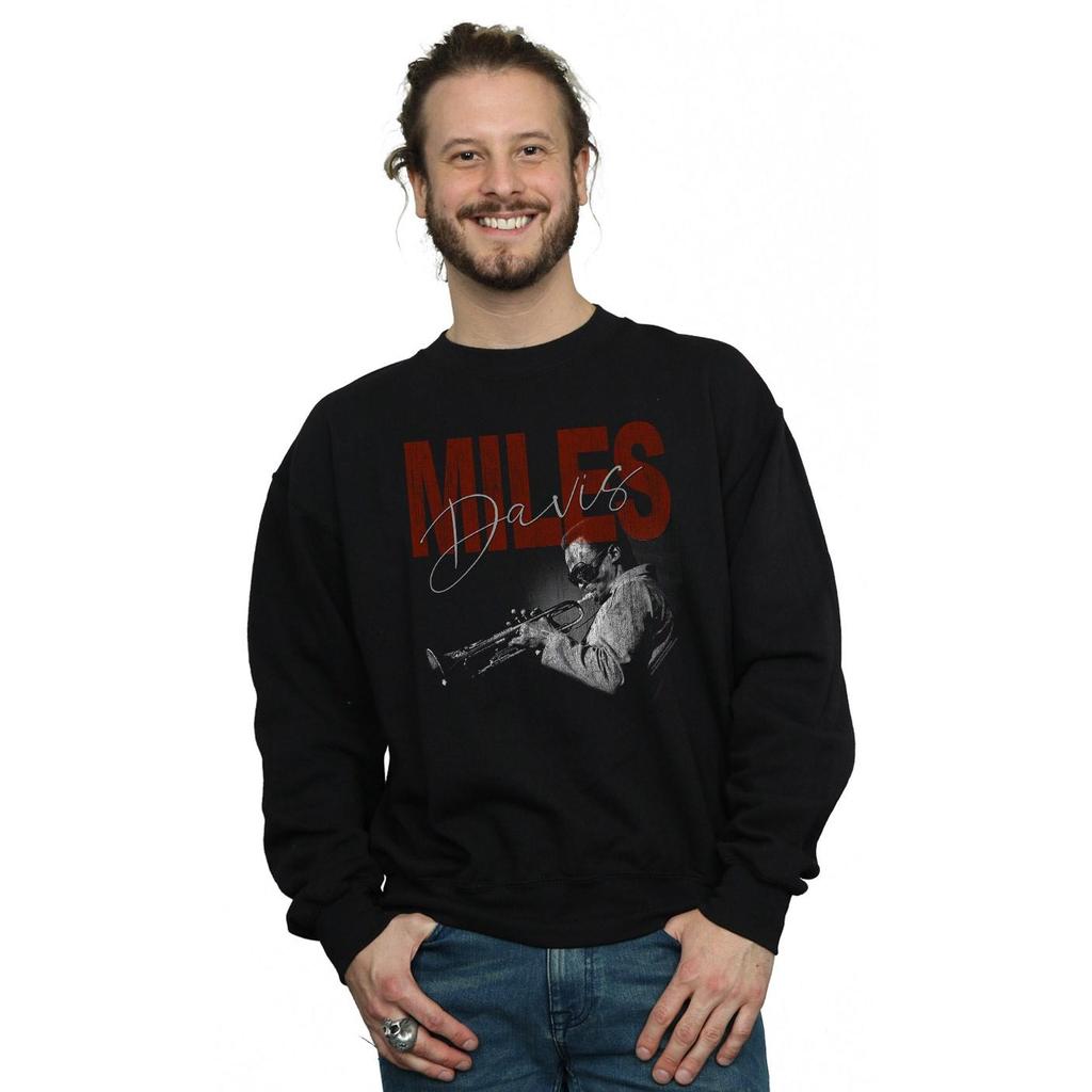 Miles Davis Mens Distressed Photo Sweatshirt