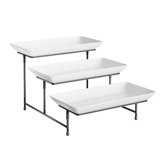 Трехъярусная подставка для десертов, поднос для фруктов, выпечки, закусок, элегантная стойка для сервировки, для фуршетных столов, вечеринок, современный кухонный органайзер