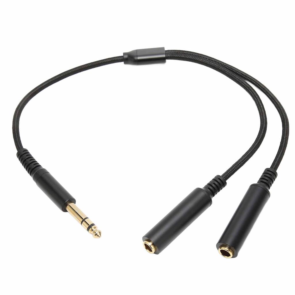 6.35mm Stereo Male Plug To Dual Female Plug Cable 1 4 Inch 6.35mm Splitter Y Cable with Gold Plated Plug Socket 11.8in