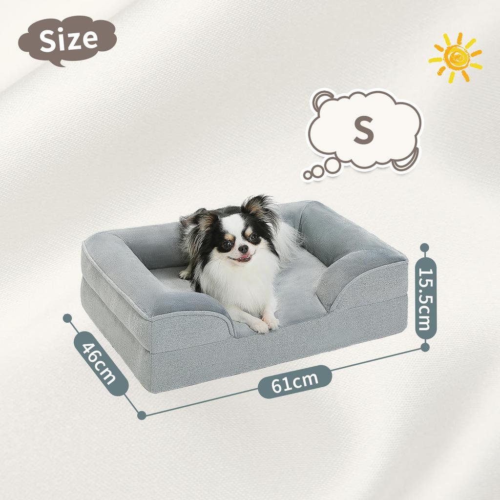 PAWZ Road Washable Dog Bed with Pet Cushion and Removable Suitable for and Large Dogs Small Pillow, High-Resilience Cover, Fluffy, Non-Slip,