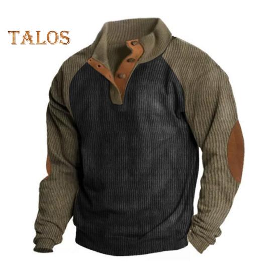 Весна Осень Мужская Толстовка Цветные Блоки Пэчворк Ретро Стиль Полуоткрытый Воротник-стойка Топ Плюс Размер Свободный Длинный Рукав Топ Повседневная Жизнь Офис