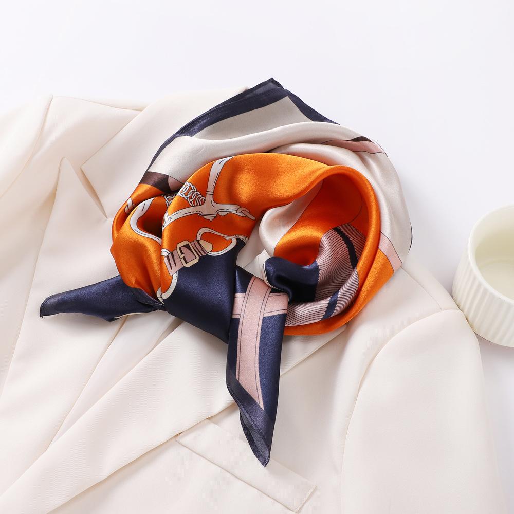 Spring And Summer Satin Long Scarf For Women Sunscreen Shawl Fashionable Beauty Scene Satin Long Scarf Versatile Travel Scarf