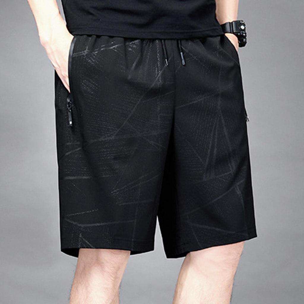 Men Summer Ice Silk Quick-Drying Elastic Sports Leisure Plus Size Beach Shorts