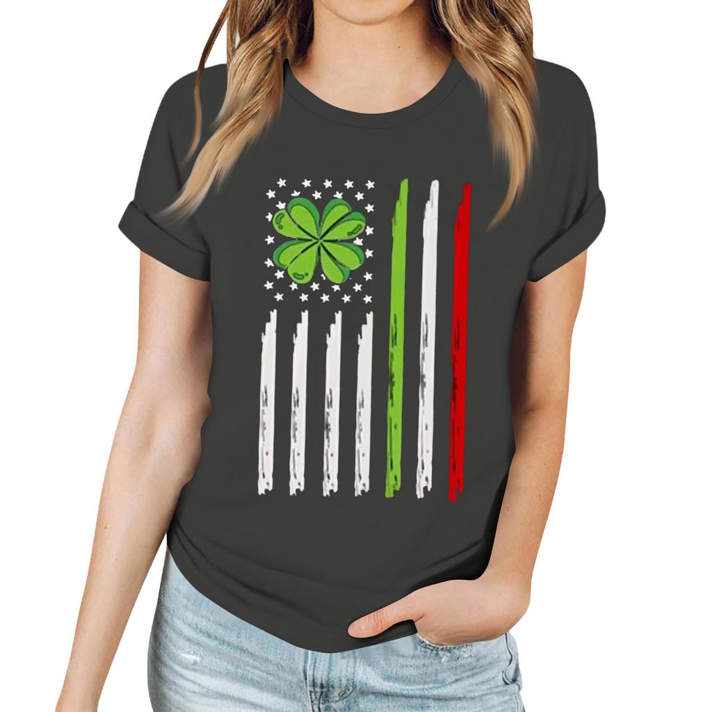 Женская повседневная футболка с принтом, пуловер с круглым вырезом, топ с короткими рукавами