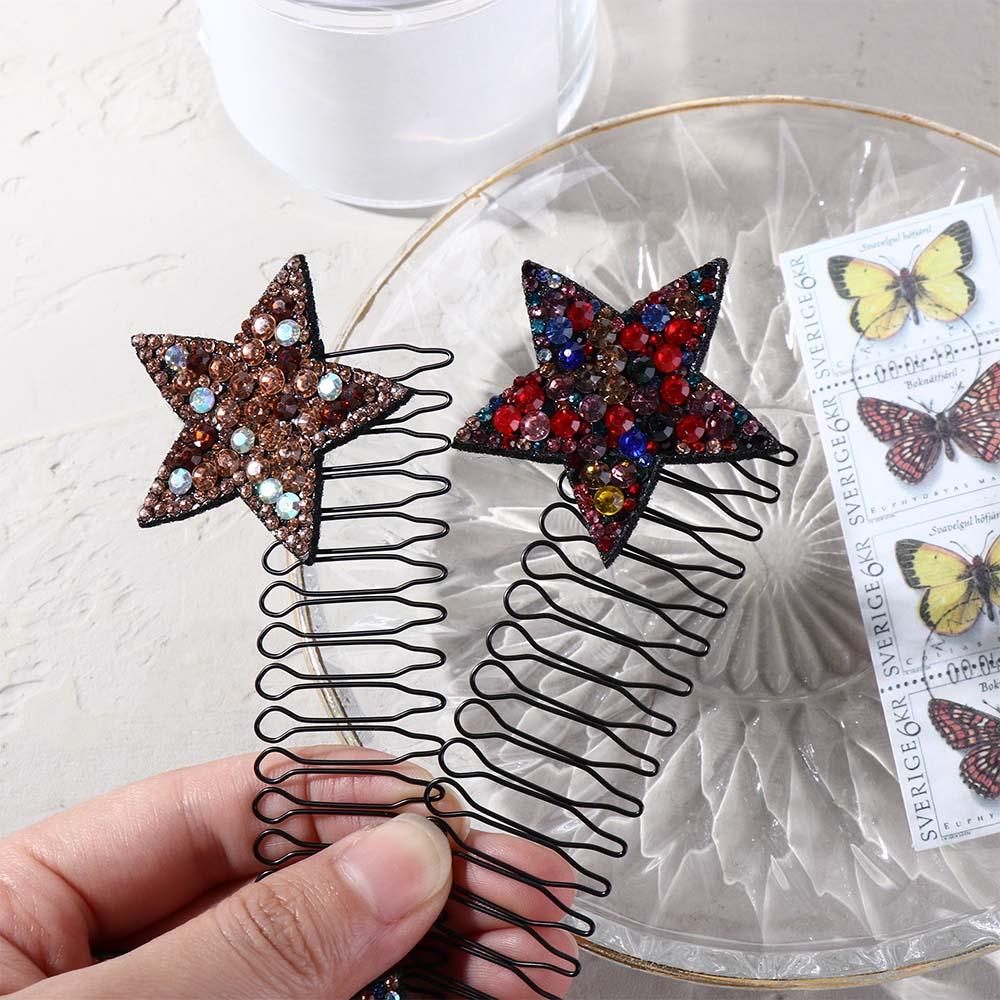 Rhinestone U Shape Hair Styling Comb Star Spring Hair Comb Fashion Fixed Combs Girls