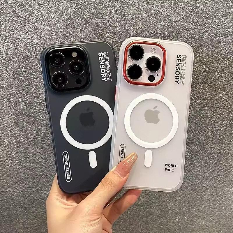 Для Magsafe Magnetic Trendy Armor Case для iPhone 16 ProMax 15 14 13 12 Pro Max Plus Wireless Charge Matte Case Metal Lens Cover