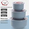 Eco-Friendly Wheat Straw Bowl Set: 3-Piece Food Storage with Lids, Microwave Safe for Reheating, Perfect for Fridge Use.
