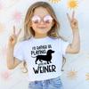 T-shirt with Dachshund Teckel dog print,fun t-shirts for babies,t-shirt for kids,white short-sleeve summer t-shirts for children