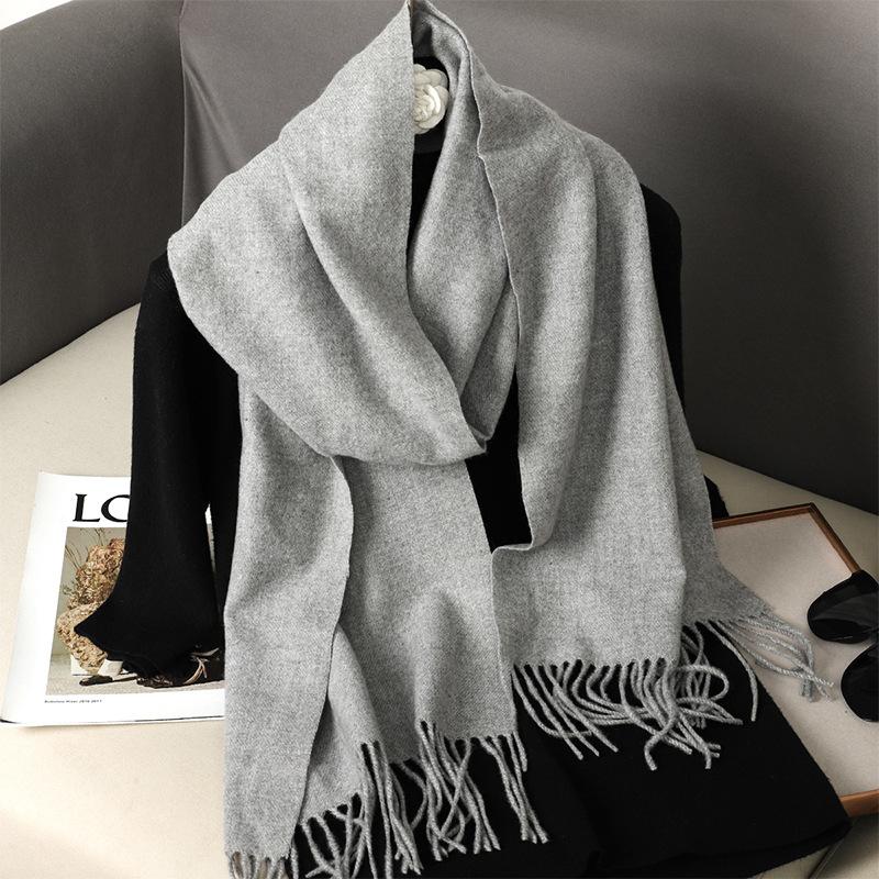 62Color Solid Women Winter Scarf Теплый Утолщенный Кашемировый Шаль Уличная Мода Роскошные Кисточки Пашмина Дамская Накидка Ветрозащитные Шарфы