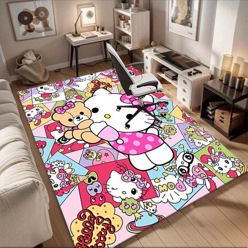 1 шт. Sanrio Hello Kitty Ковер для офиса с принтом русалки Прямоугольный коврик под стол, Идеальный декор для гостиной, спальни, кухни, Нескользящий пол