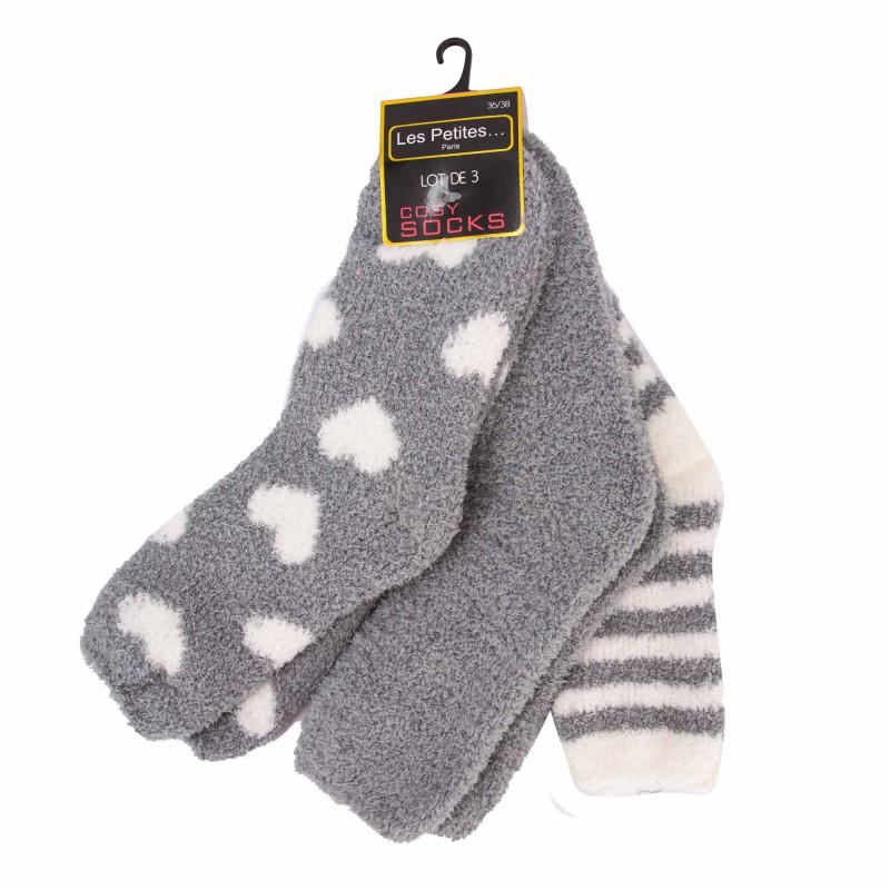 Набор из 3 уютных женских носков-клодет LES PETITES...PARIS
