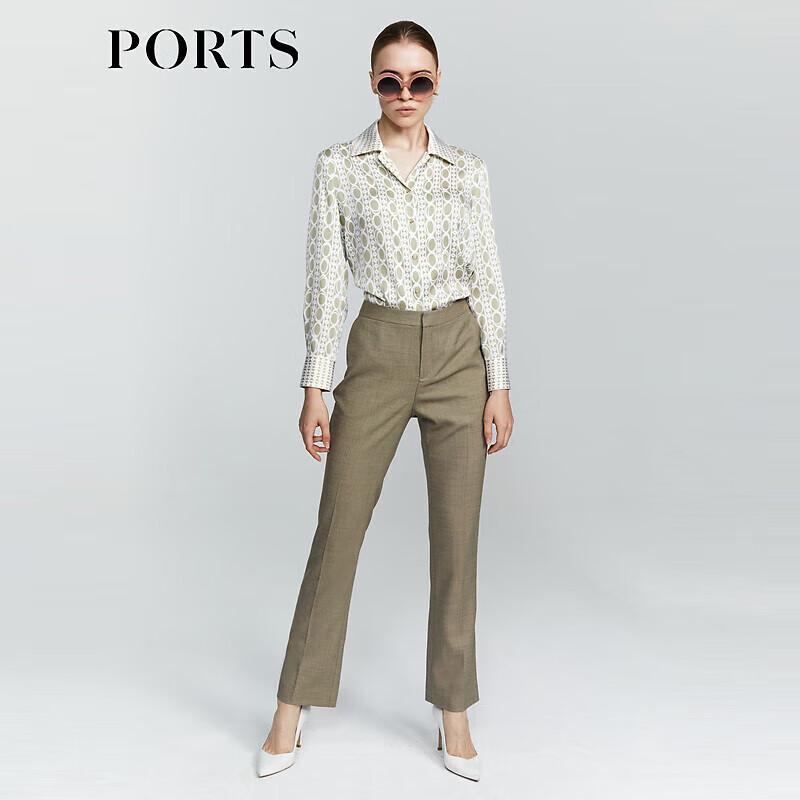 Ports Женские зеленые брюки с вышивкой (смешанный цвет)