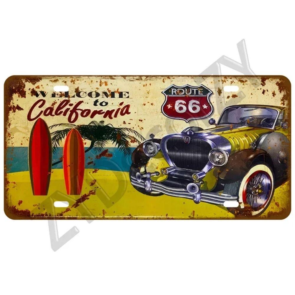 Винтажный Металлический Жестяной Знак Route 66 Машины Декор для Бара, Клуба, Шиномонтажа