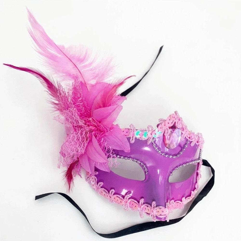 Flower Feather Mask Multicolor Masquerade Ball Mask Novelty Half-Face Mask Women's Event