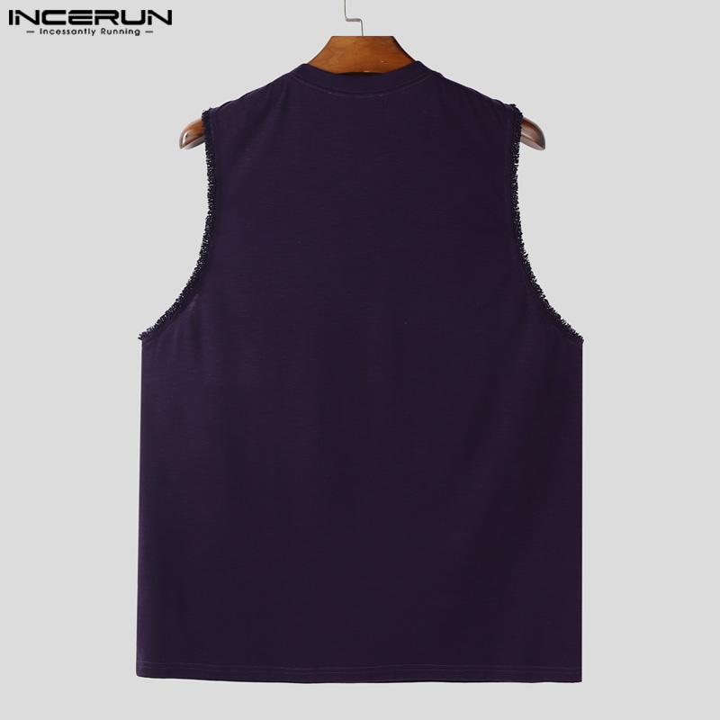 INCERUN Summer Men O Neck Tassel Sleeveless Casual Loose Tank Tops