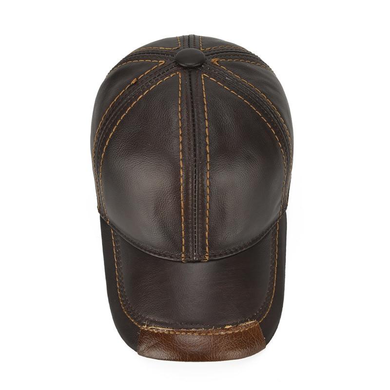 Northwood Genuine Leather Baseball Cap Men Warm Winter Snapback Caps Hip Hop Trucker Hats