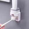 Automatic Toothpaste Dispenser Set Wall-Mounted Extruder Plastic No-Punch Lazy Man Toothbrush Holder Bathroom Accessories Gadget