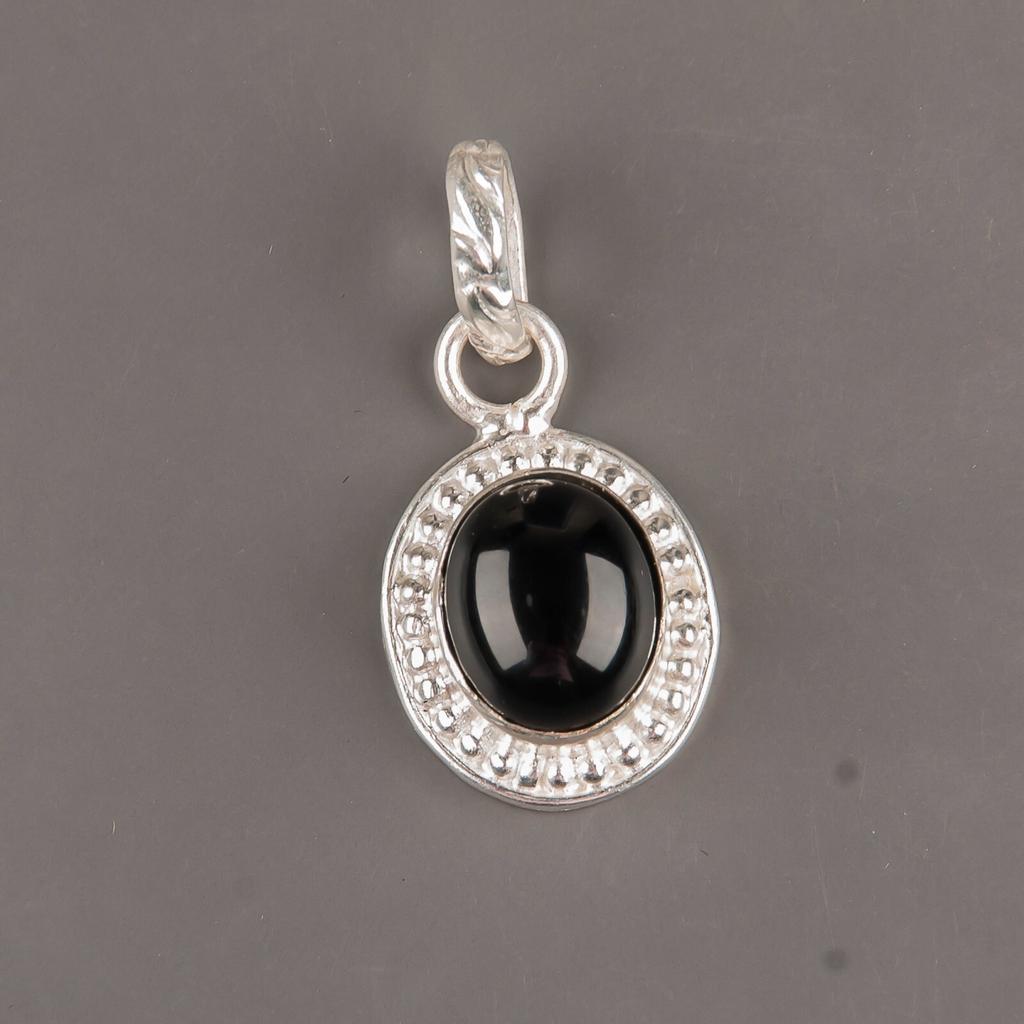 Натуральный драгоценный камень Черный турмалин 925 стерлинговое серебро Ювелирная цепочка Подвеска 1.20" PP-7-21