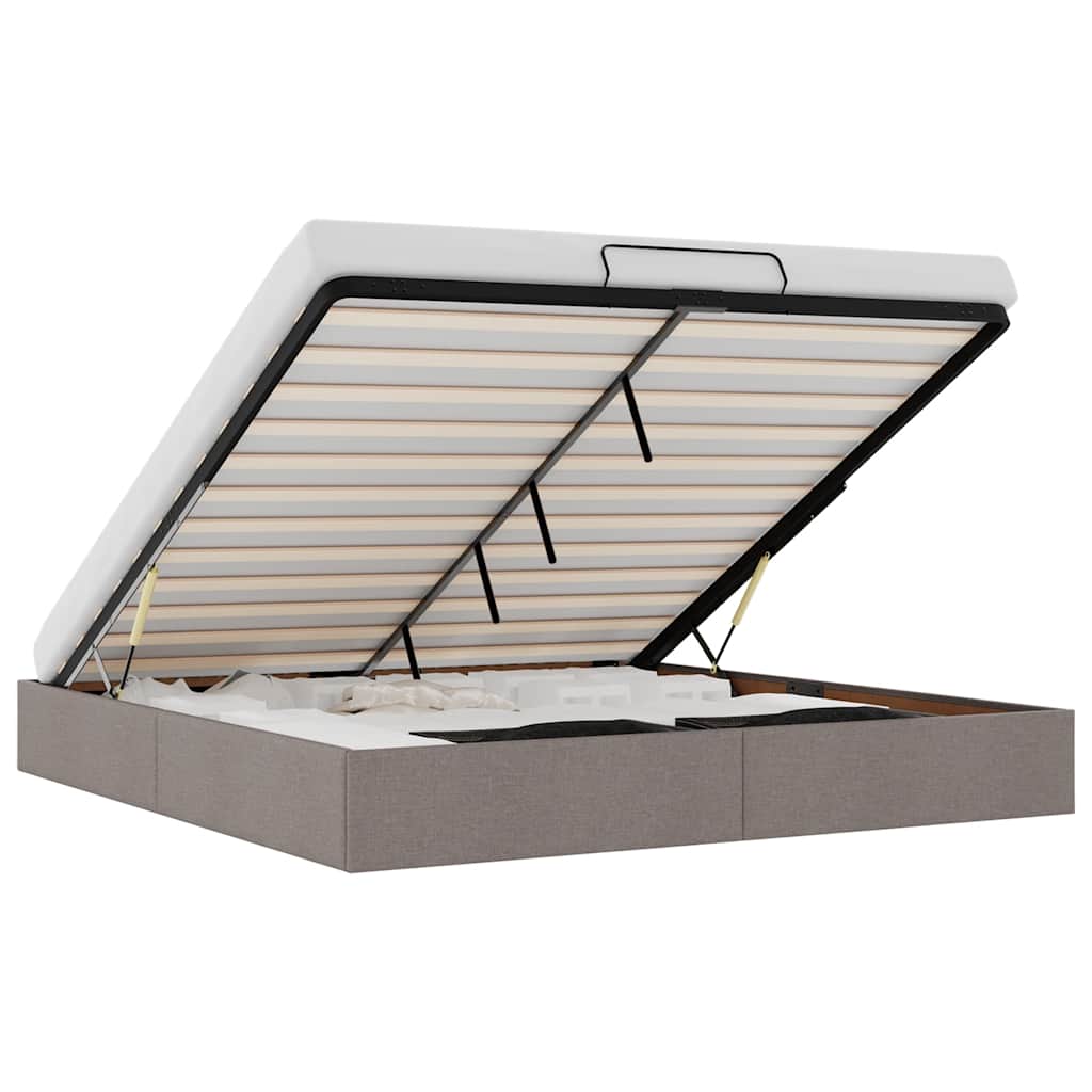 Ottoman Bed without Mattress Taupe 160 x 200 cm Fabric