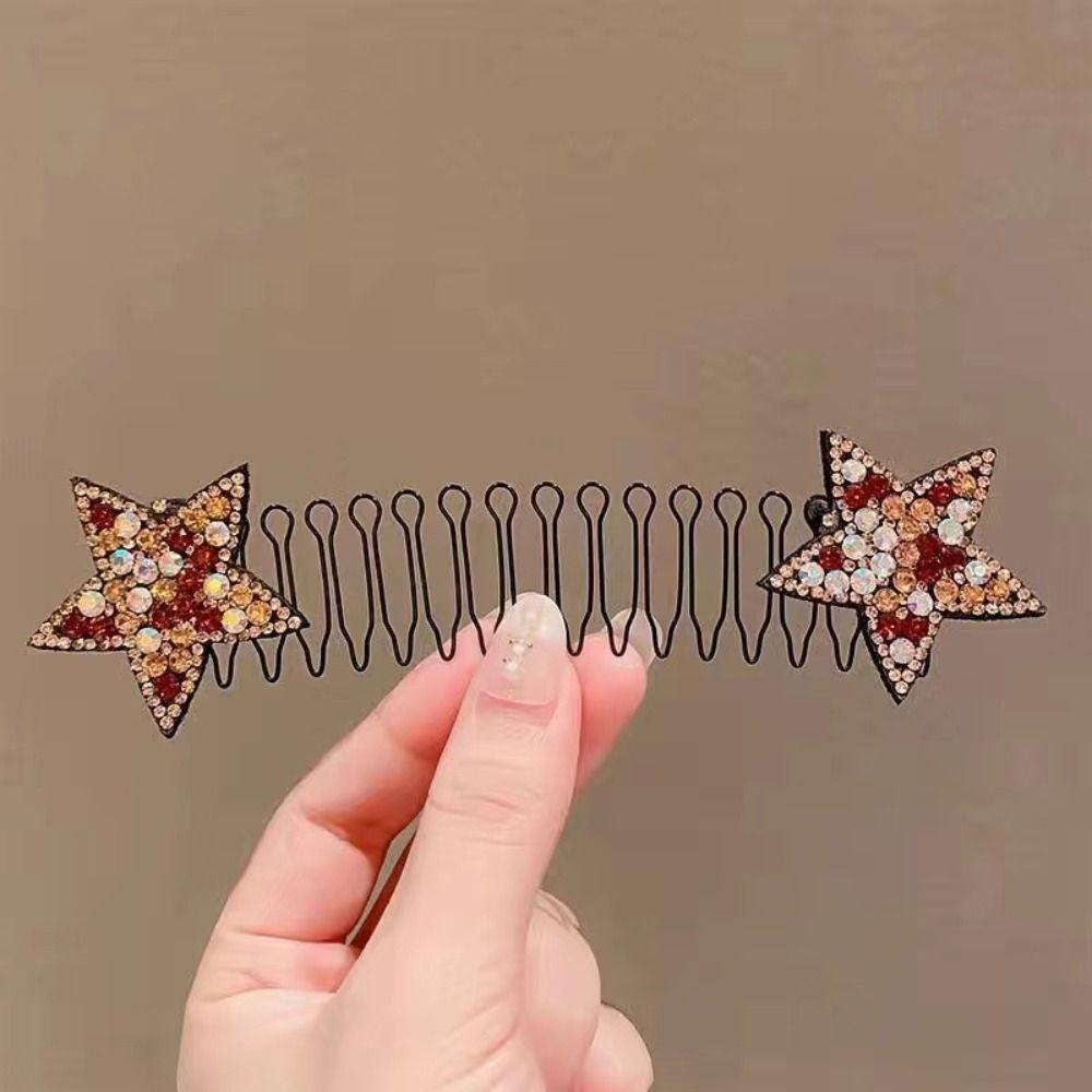 Rhinestone U Shape Hair Styling Comb Star Spring Hair Comb Fashion Fixed Combs Girls