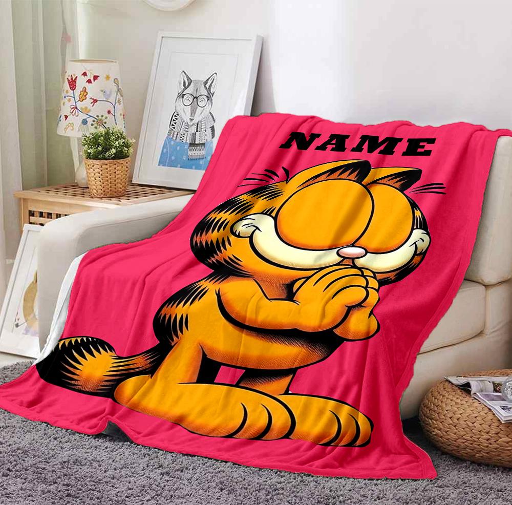 Custom Name Garfield's Attitude Flannel Blanket Throw Blanket Soft Warm Sofa Bed home Decor Unique Gift