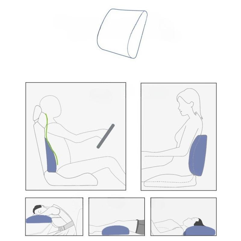 All Season Car Memory Foam Waist Pillow Universal Support Pad Comfortable Sedentary Driving Lumbar Relief Essential Aid