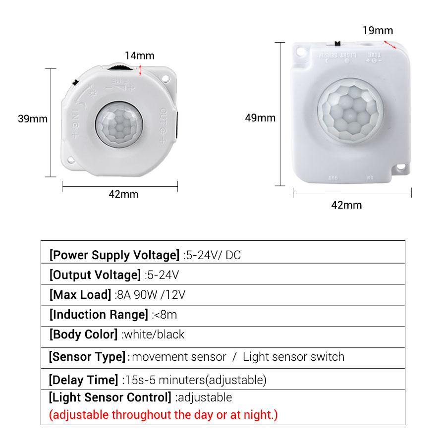 5V 12V 24V Human Body Sensor PIR Motion Movement Detector Activated Switch Automatic ON OFF Home Corridor LED Light Switch