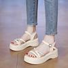 Muffin Platform Sandals Women's Summer New Beach Rhinestones Word Belt Comfortable Vacation Sandals Women