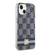Dkny Iml Checkered Mono Pattern & Printed Stripes Magsafe Case For Iphone 15/14/13 - Black