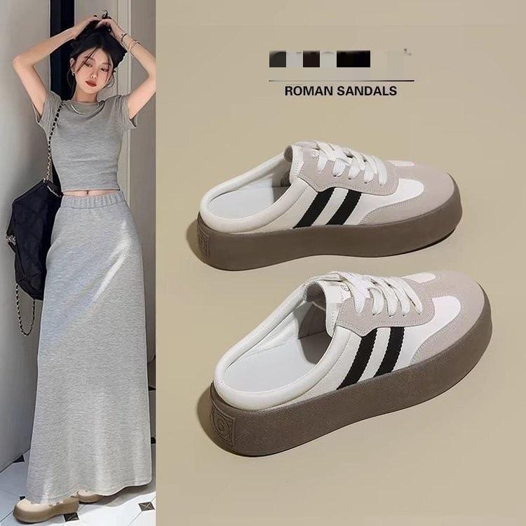 Thick-soled bag head, half slippers, new spring outer wear, German training shoes, half drag, lazy, half support