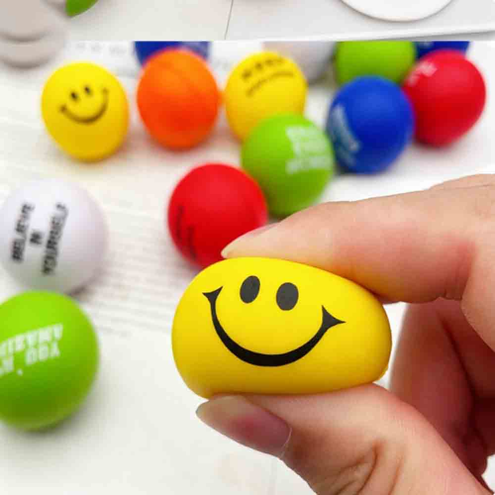 10/24Pcs Stress Relief Smile Balls, 4cm Foam Sponge PU Slow Rebound Squeeze Balls for Stress Relief, Party Souvenirs