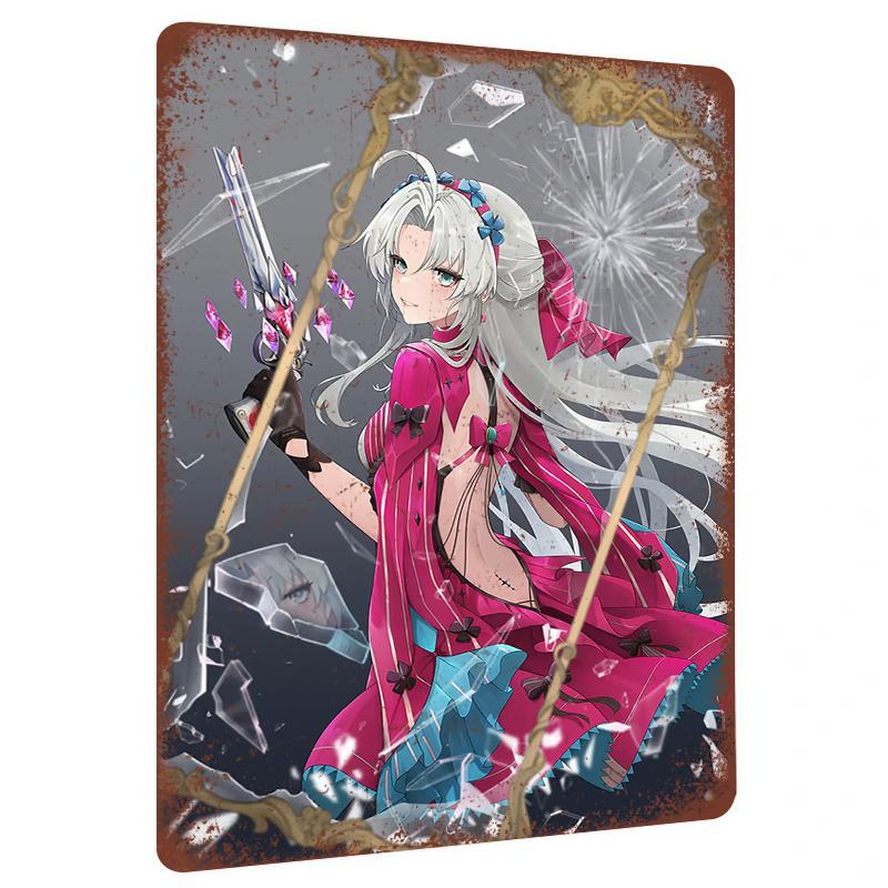 Anime Girl Custom Metal Wall Art Decorative Painting for Living Room Bedroom Creative Home Decor Birthday Gift