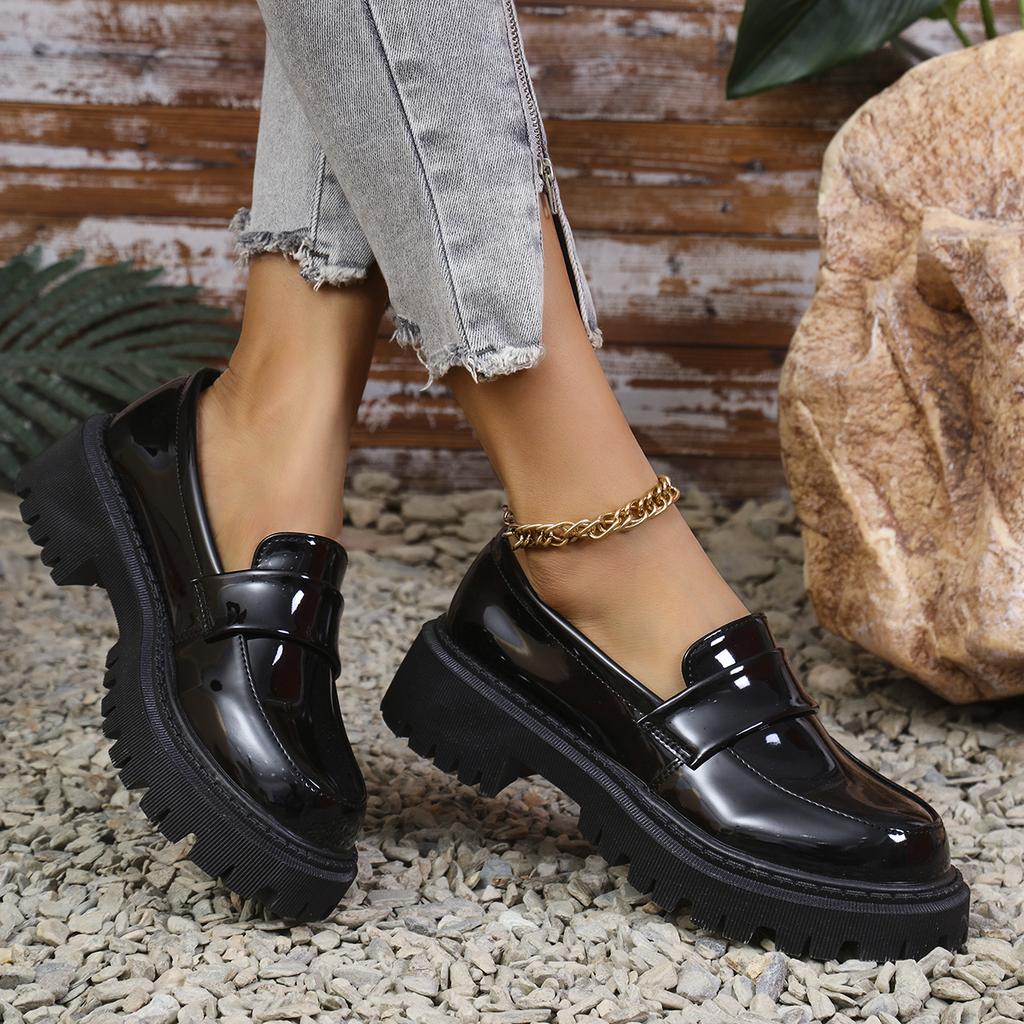 Fashion Large Size Loafers Women Platform Flats Spring New Designer Dress Elegant Shoes Walking Comfort Retro Single Shoes Zapatos Mujer