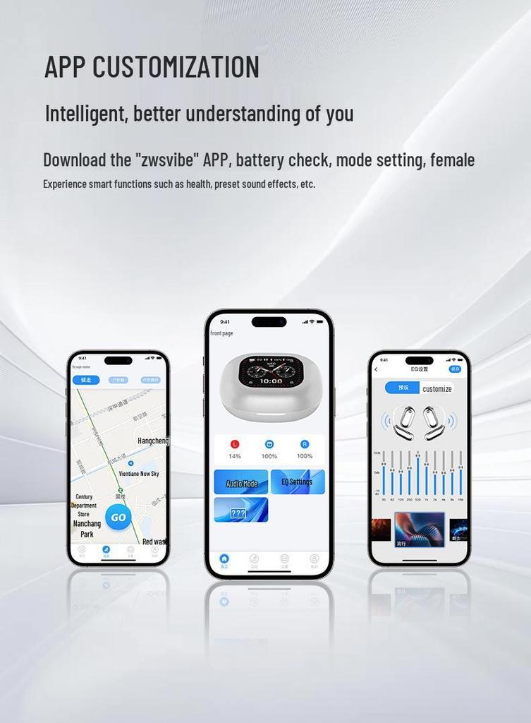 Bluetooth-клипсы с ИИ-переводом, беспроводные, не вкладыши, с ЖК-экраном, долгий срок службы батареи