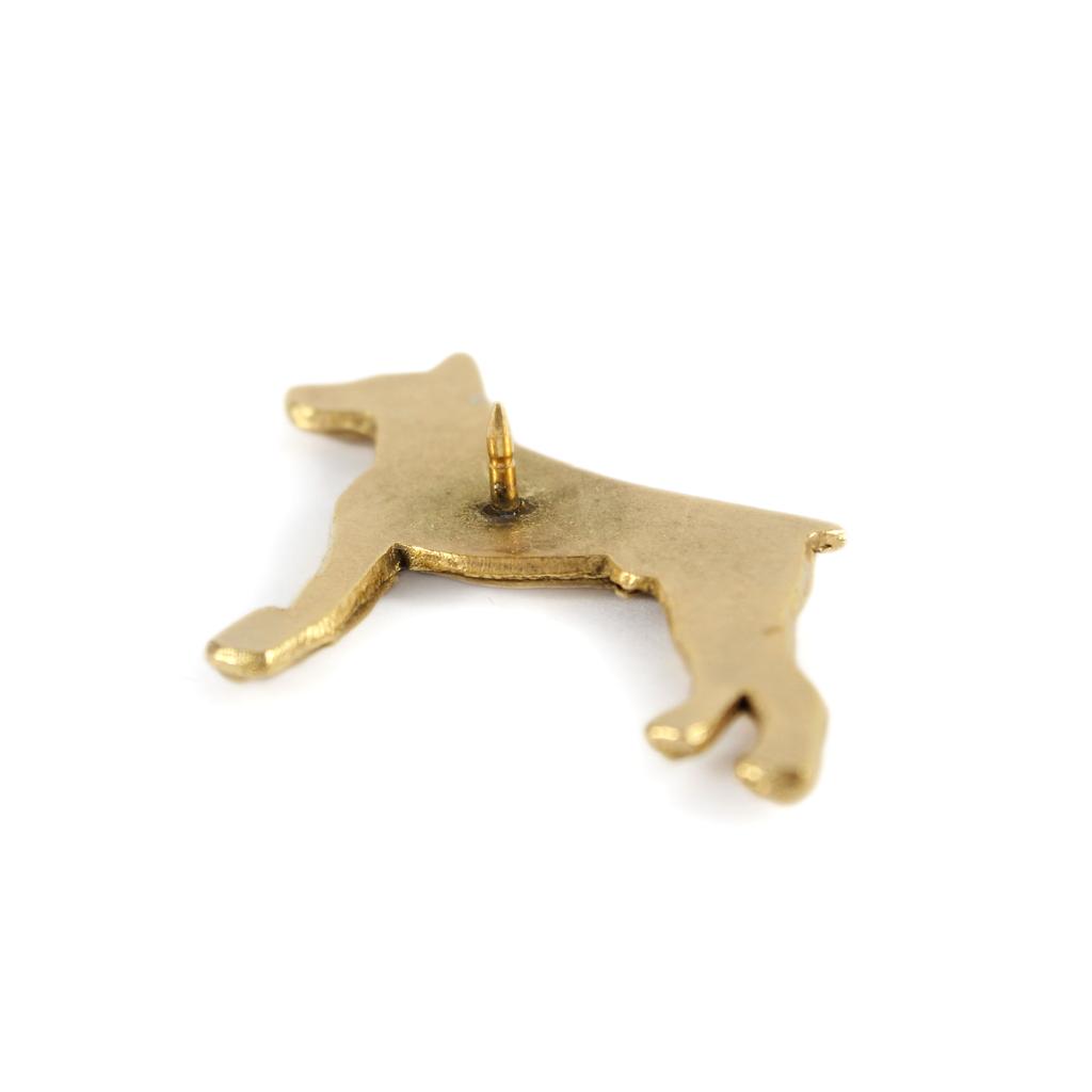 Dobermann, Doberman Pinscher, Dobie - Dog brooch in decorative box, elegant gold-plated pin, Art-Dog brand jacket pin