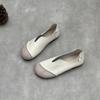Johnature Retro Genuine Leather Women Soft Sole Flats Shoes Handmade Casual Shallow Round Toe Slip-on Loafers