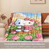 1pc Hello Kitty, Flowers, SpringDigital Print Fleece Blanket - Contemporary Style, Suitable for All Seasons, Perfect for Home, Travel, or Ca