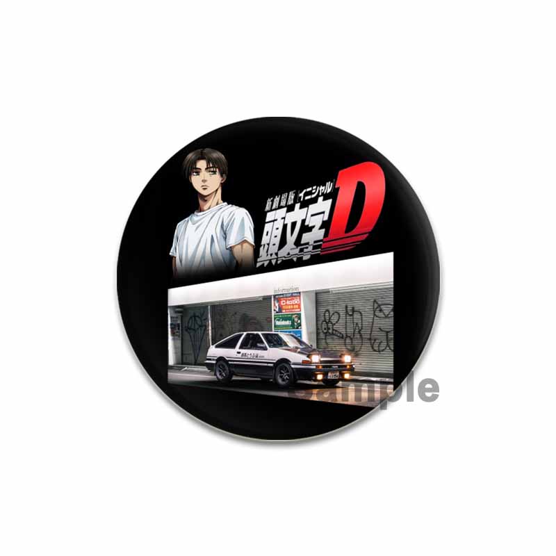 32/44/58MM Initial D Anime Enamel Pins for Clothes Bag Decor Round Cartoon Brooches On Backpack Racing Badge Jewelry Gift Accessory