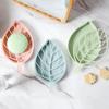 3 Colors Creative Leaf Shape Plastic Double Layer Soap Box Dish Bathroom Accessories Storage Plate Tray Holder