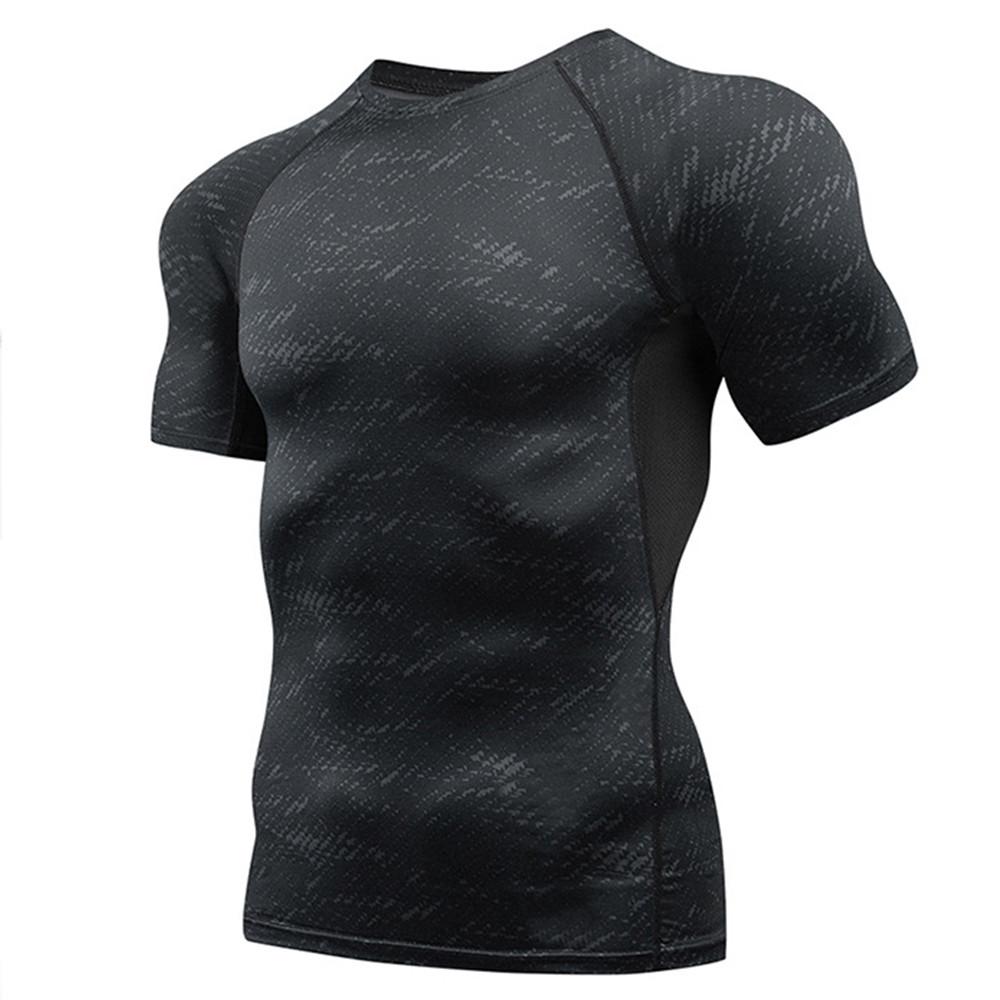 Мужские черные футболки с короткими рукавами, базовый слой, спортивные обтягивающие футболки для бега, езды на велосипеде, облегающие шорты для фитнеса, тренировок на открытом воздухе, верхняя спортивная одежда