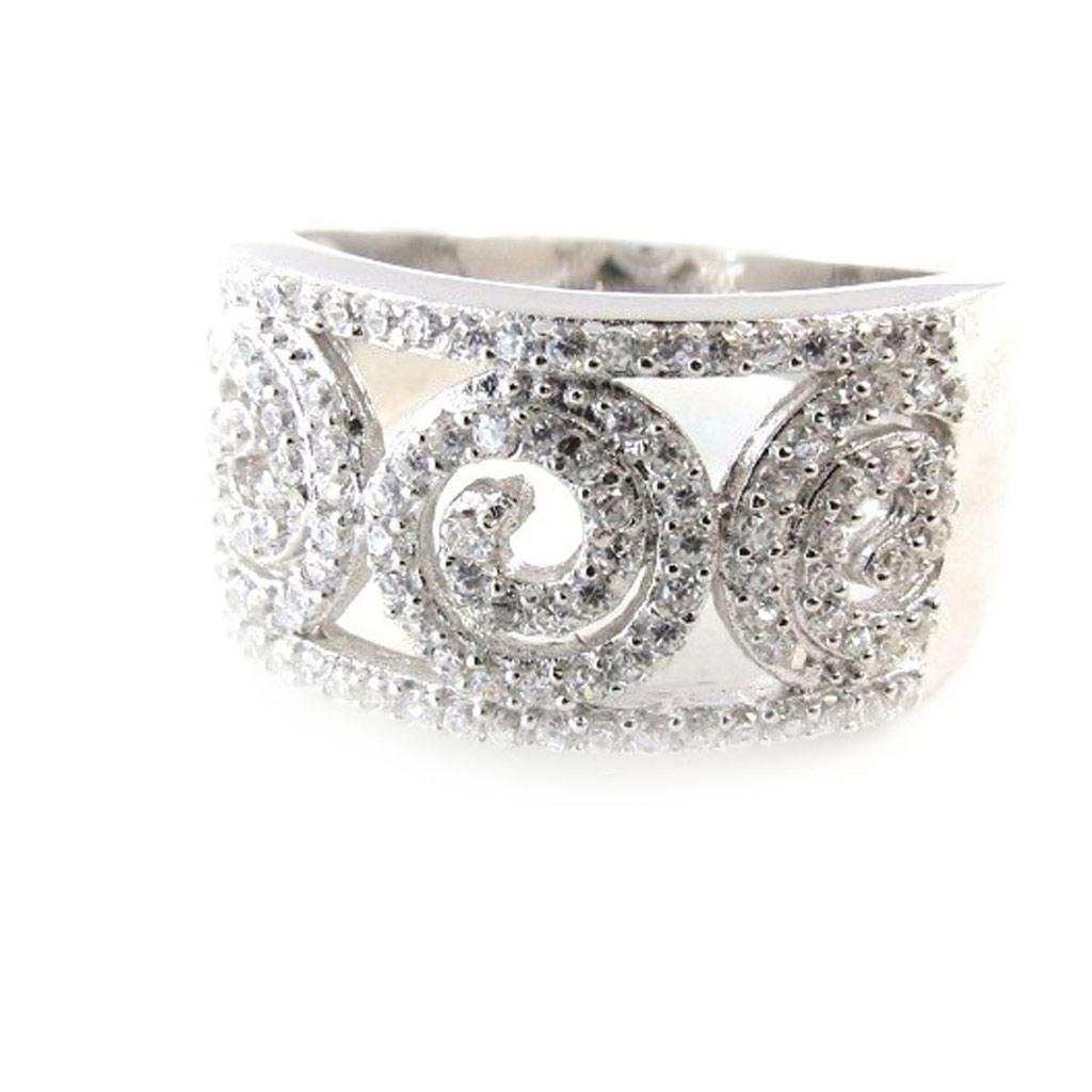 Серебряное кольцо "Богиня" белое серебро (родий) - 11 мм