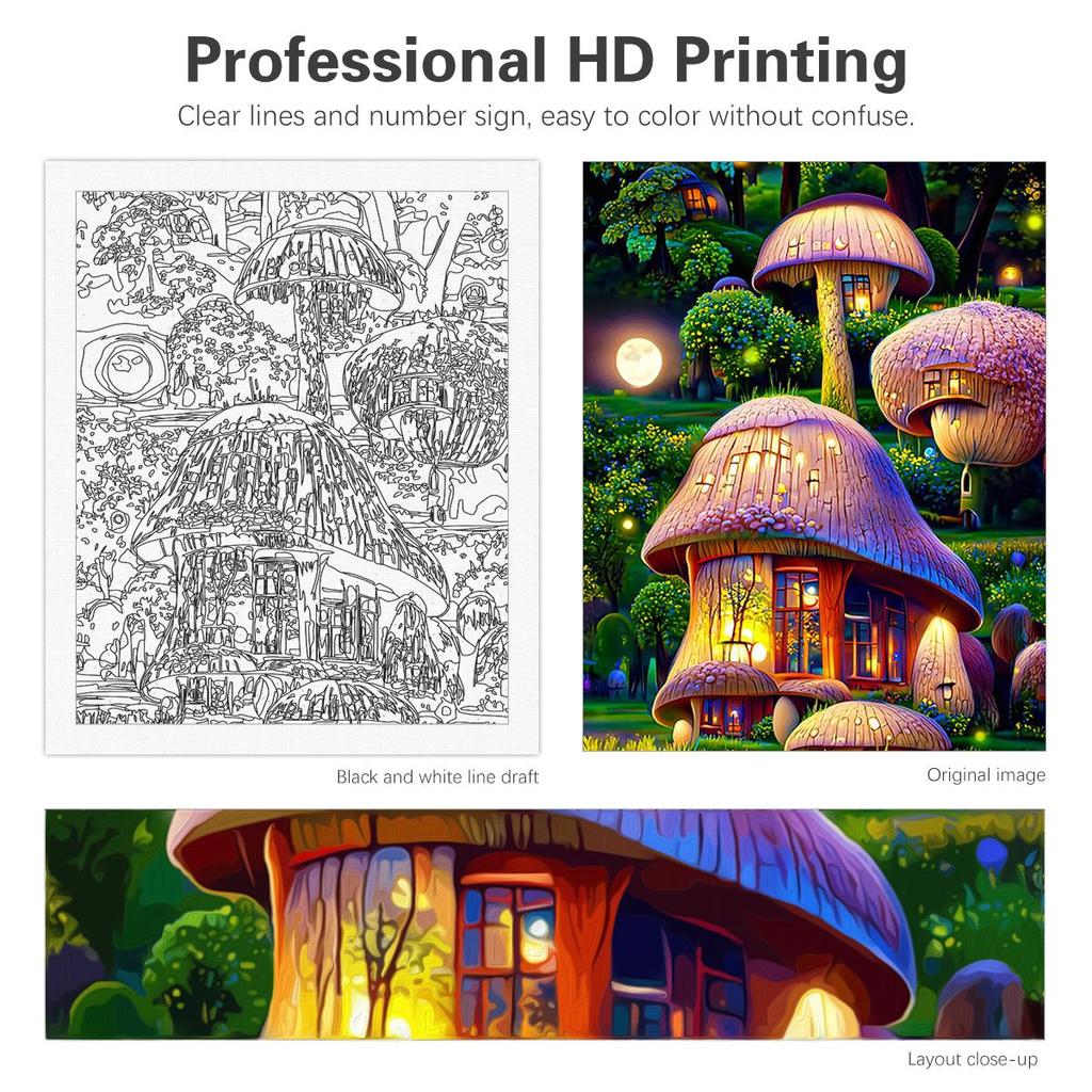 RUOPOTY Наборы для рисования по номерам, набор для рисования по номерам с грибами, сделай сам, набор для рисования по номерам для взрослых, ручная роспись, настенные украшения для дома, 40x50 см