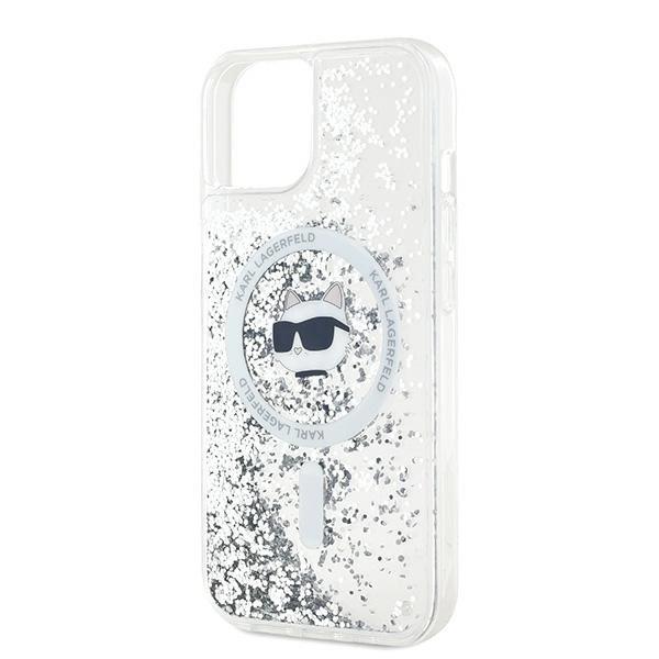 Etui Karl Lagerfeld Liquid Glitter Choupette Head Magsafe Na Iphone 15 / 14 / 13 - Przezroczyste