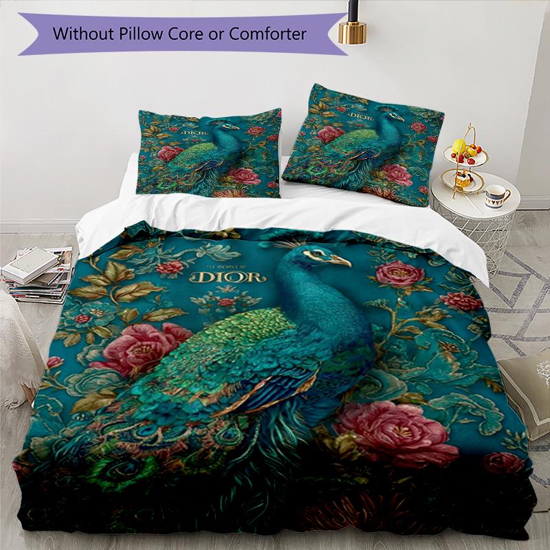 Peacock Garden Custom Name Text Print 1Pc Bedding Set Duvet Cover With Two Pillowcases Soft Bed Linen For Household Bedroom