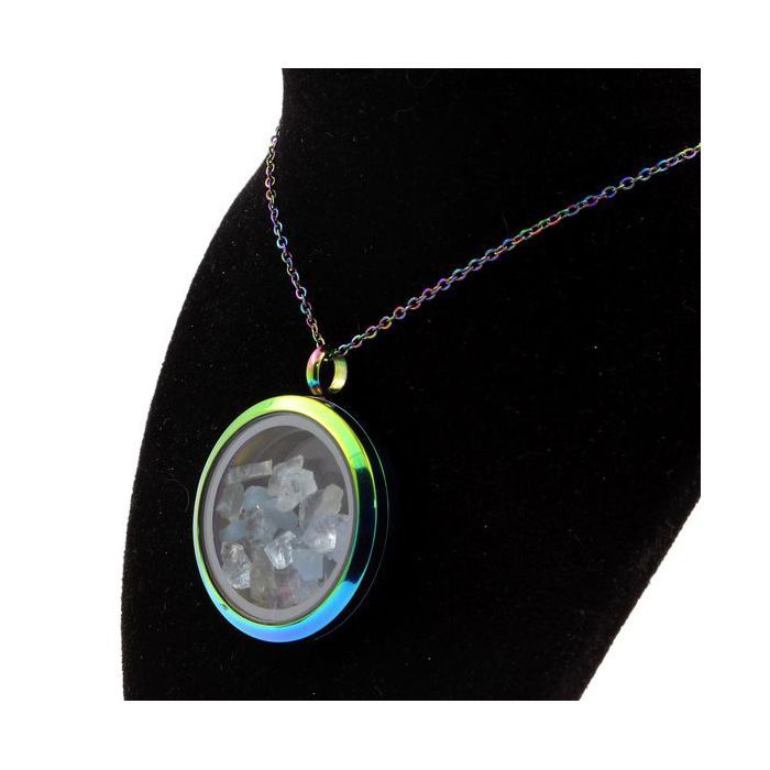 Stones and Minerals. Raw Aquamarine Necklace. Multicolored Model.