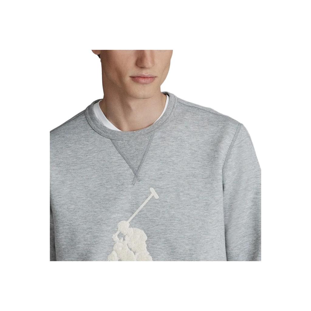 Polo Ralph Lauren FW23 Big Pony Pattern Velour Embroidered Crew Neck Long Sleeve Sweatshirt Men Sweatshirt Gray MNPOKNI16820035-020
