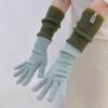 1 пара женских зимних перчаток, утолщенные, цветные, вязаные, с пятью пальцами, сенсорный экран