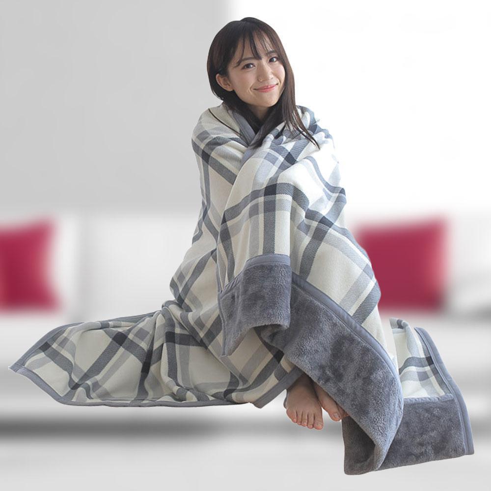 1pc Lady Wearable Multi-Function Double Layer Tartan Plaid Blanket Scarf Wrap Shawl Winter Warm Flannel Casual Office Blanket